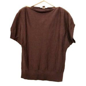 Women’s Chocolate Brown Silk Y2K Boat Neck Sweater Size M
